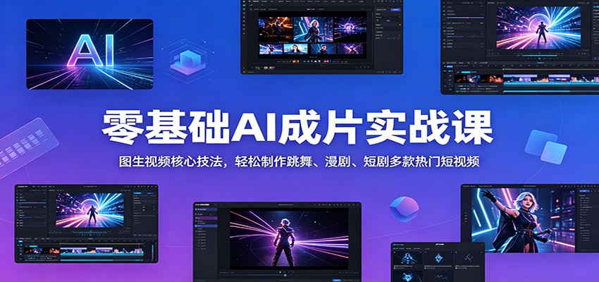 零基础AI成片实战课：图生视频核心技法，轻松制作跳舞、漫剧、短剧多款热门短视频-龙祁轻创社区