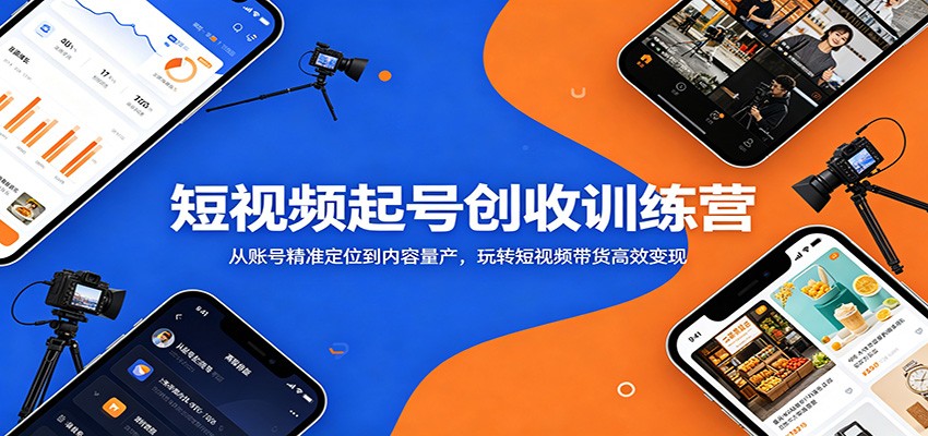 短视频起号创收训练营：从账号精准定位到内容量产，玩转短视频带货高效变现-龙祁轻创社区