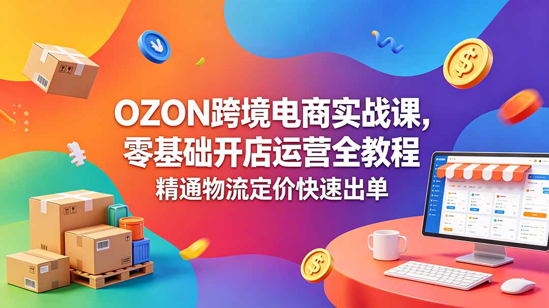 OZON 跨境电商实战课，零基础开店运营全教程，精通物流定价快速出单-龙祁轻创社区