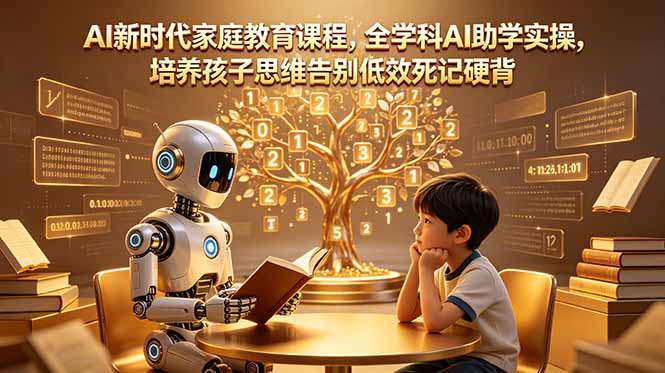 AI新时代家庭教育课程，全学科AI助学实操，培养孩子思维告别低效死记硬背-龙祁轻创社区