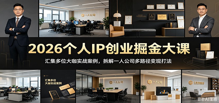 2026个人IP创业掘金大课：汇集多位大咖实战案例，拆解一人公司多路径变现打法-龙祁轻创社区