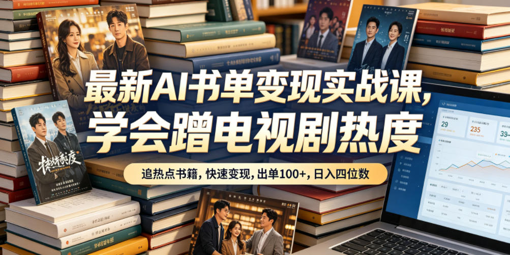 最新AI书单变现实战课，学会蹭电视剧热度，追热点书籍，快速变现，出单100+，日入四位数-龙祁轻创社区