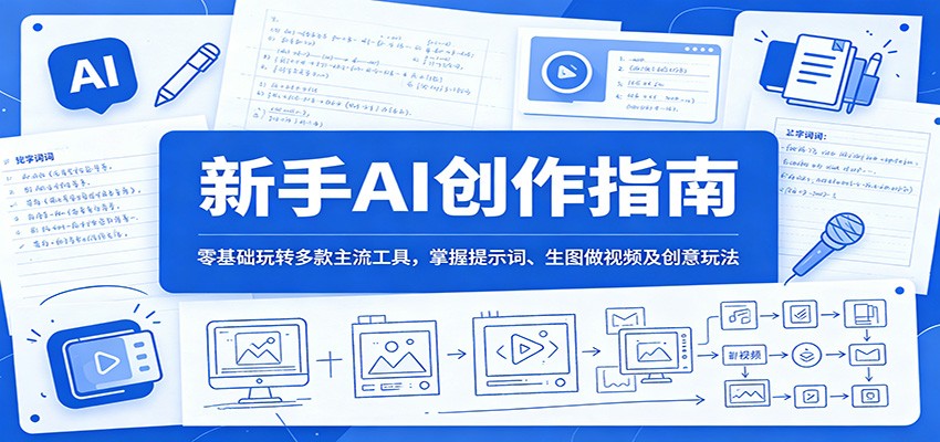 新手AI创作指南：零基础玩转多款主流工具，掌握提示词、生图做视频及创意玩法-龙祁轻创社区