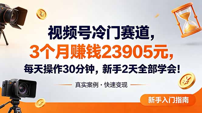 视频号冷门赛道，3个月变现23905元，新手2天学会 每天操作30分钟！-龙祁轻创社区