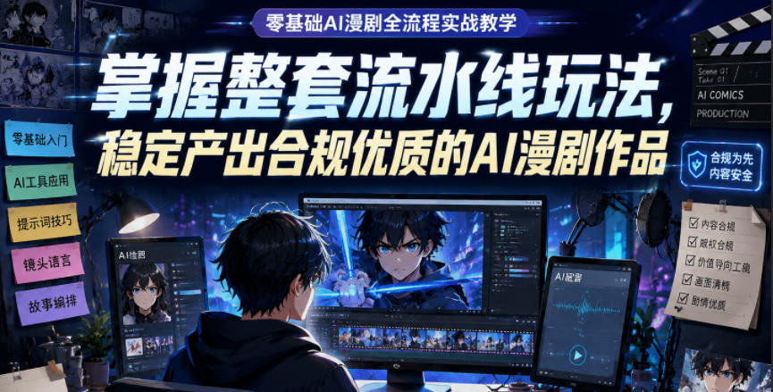 零基础AI漫剧全流程实战教学，掌握整套流水线玩法，稳定产出合规优质的AI漫剧作品-龙祁轻创社区