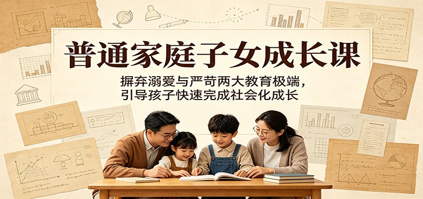 普通家庭子女成长课：摒弃溺爱与严苛两大教育极端，引导孩子快速完成社会化成长-龙祁轻创社区