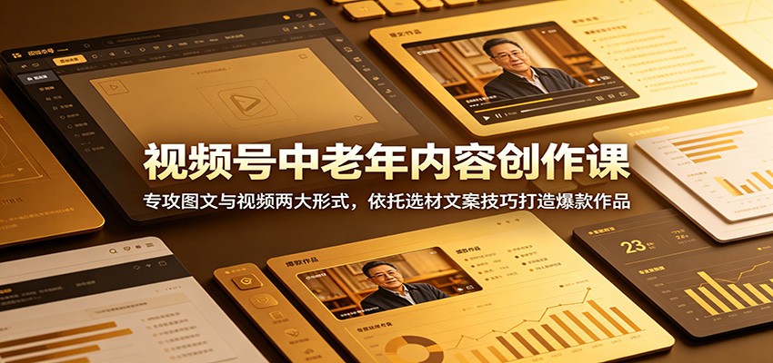 视频号中老年内容创作课：专攻图文与视频两大形式，依托选材文案技巧打造爆款作品-龙祁轻创社区