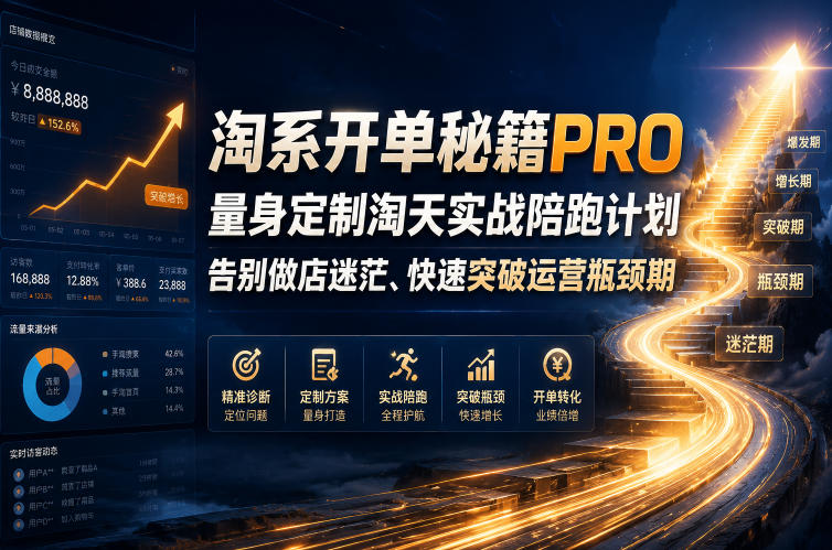 淘系开单秘籍PRO，量身定制淘天实战陪跑计划，告别做店迷茫、快速突破运营瓶颈期(2026年6月11)-龙祁轻创社区