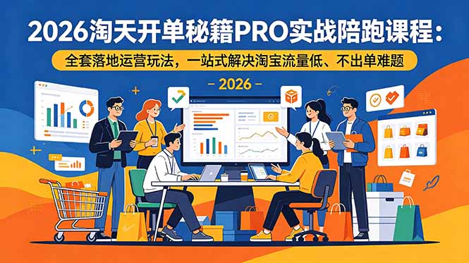 2026淘天开单秘籍PRO实战陪跑课程：全套落地运营玩法，一站式解决淘宝流量低、不出单难题-龙祁轻创社区
