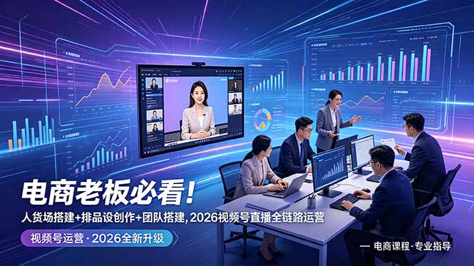 电商老板必看！人货场搭建+排品设计+素材创作+团队搭建，2026视频号直播全链路运营-龙祁轻创社区