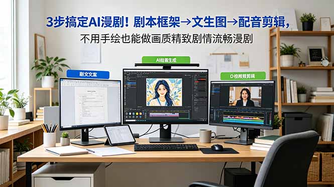 3步搞定AI漫剧！剧本框架→文生图→配音剪辑，不用手绘也能做画质精致剧情流畅漫剧-龙祁轻创社区