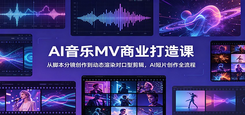 AI音乐MV商业打造课：从脚本分镜创作到动态渲染对口型剪辑，AI短片创作全流程-龙祁轻创社区