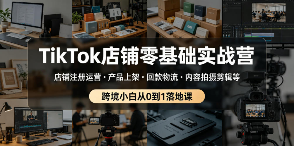 TikTok店铺零基础实战营，店铺注册运营・产品上架・回款物流・内容拍摄剪辑等 ，跨境小白从0到1落地课-龙祁轻创社区