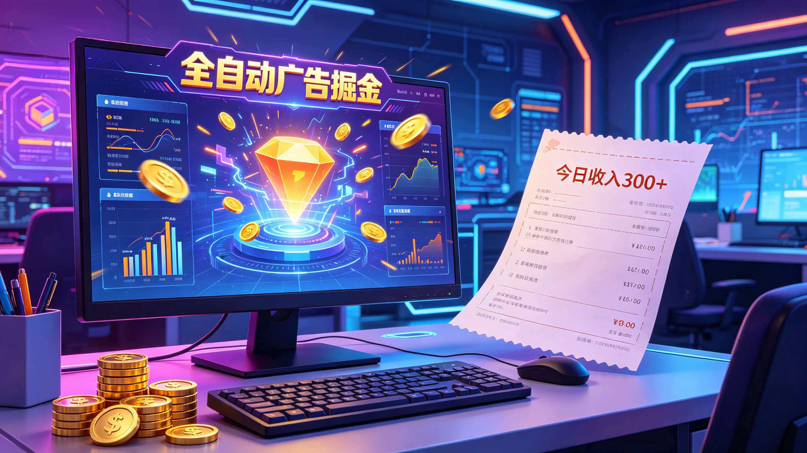 全自动广告掘金，日入300+。全程Ai自动化运行，解放双手，时间自由。收益稳定-龙祁轻创社区