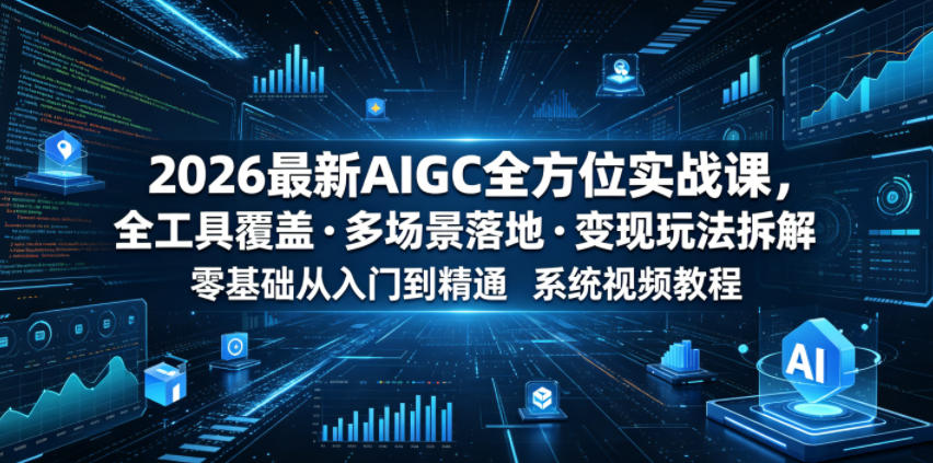 2026最新AIGC全方位实战课，全工具覆盖・多场景落地・变现玩法拆解，零基础从入门到精通系统视频教程-龙祁轻创社区