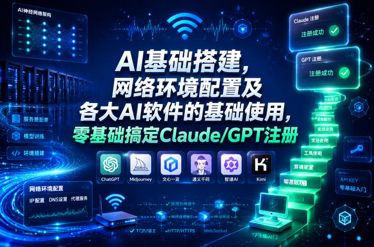 AI基础搭建，网络环境配置及各大AI软件的基础使用，零基础搞定Claude/GPT注册-龙祁轻创社区