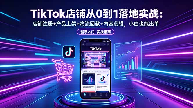 TikTok店铺从0到1落地实战：店铺注册+产品上架+物流回款+内容剪辑，小白也能出单-龙祁轻创社区