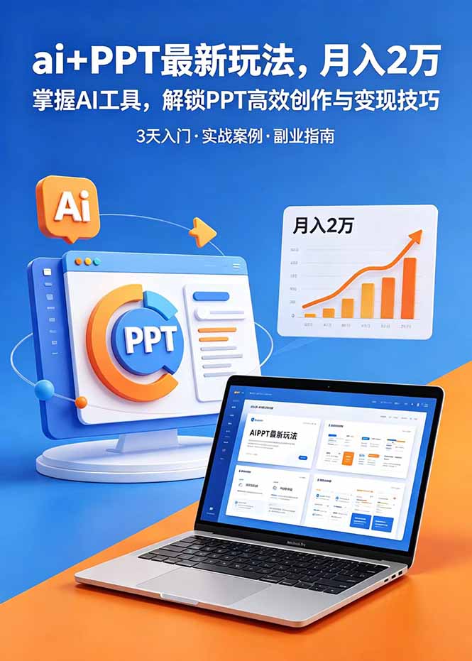 ai+PPT最新玩法，月入2万掌握AI工具，解锁PPT高效创作与变现技巧3天入门，实战案例·副业指南-龙祁轻创社区