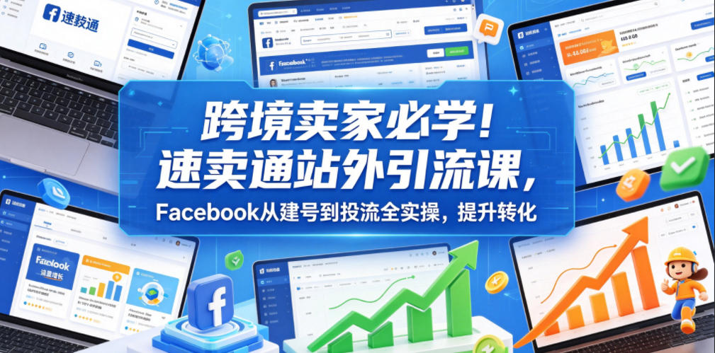 跨境卖家必学！速卖通站外引流课，Facebook从建号到投流全实操，提升转化-龙祁轻创社区