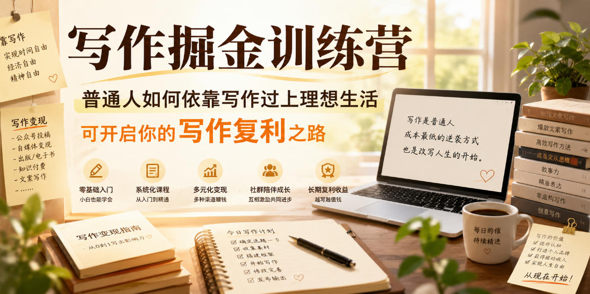 写作掘金训练营，普通人如何依靠写作过上理想生活，可开启你的写作复利之路(更新6月)-龙祁轻创社区