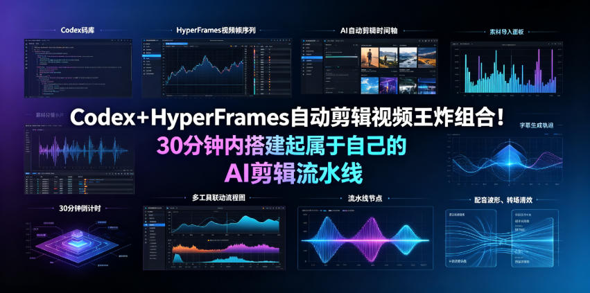 Codex＋HyperFrames自动剪辑视频王炸组合！30分钟内搭建起属于自己的AI剪辑流水线(完整版实操教程手册)-龙祁轻创社区