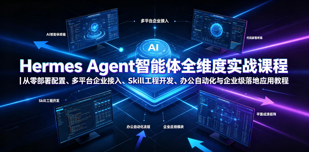 Hermes Agent智能体全维度实战课程｜从零部署配置、多平台企业接入、Skill工程开发、办公自动化与企业级落地应用教程-龙祁轻创社区