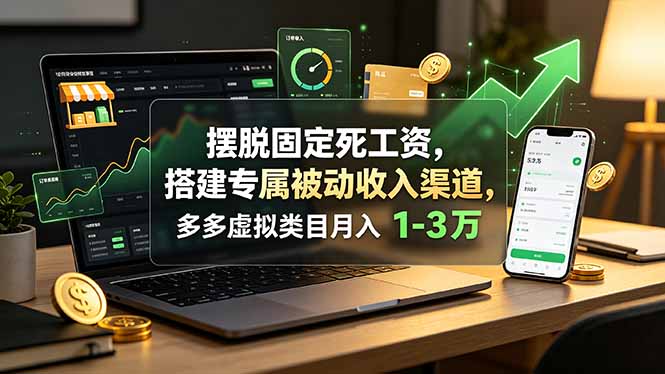 摆脱固定死工资，搭建专属被动收入渠道，多多虚拟类目月入 1-3 万-龙祁轻创社区