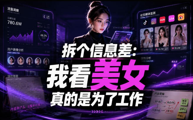 【理直气壮】我给看美女找了一个非常恰当的理由，信息差项目-龙祁轻创社区