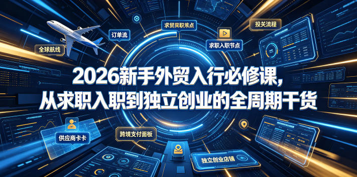 2026新手外贸入行必修课，从求职入职到独立创业的全周期干货-龙祁轻创社区