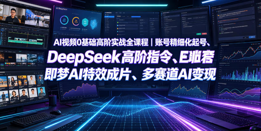 AI视频0基础高阶实战全课程｜账号精细化起号、DeepSeek高阶指令、即梦AI特效成片、多赛道AI短视频量产变现-龙祁轻创社区