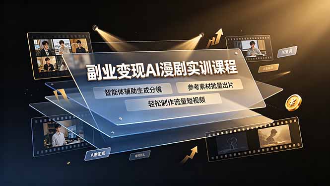 副业变现AI漫剧实训课程，智能体辅助生成分镜，参考素材批量出片，轻松制作流量短视频-龙祁轻创社区