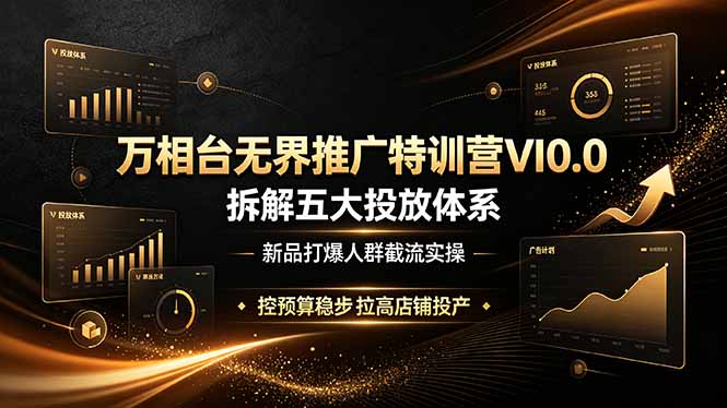 万相台无界推广特训营VI0.0，拆解五大投放体系，新品打爆人群截流实操，控预算稳步拉高店铺投产-龙祁轻创社区