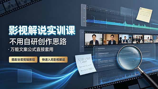影视解说实训课：不用自研创作思路，万能文案公式直接套用，搭配全套剪辑教程，快速入局影视解说-龙祁轻创社区