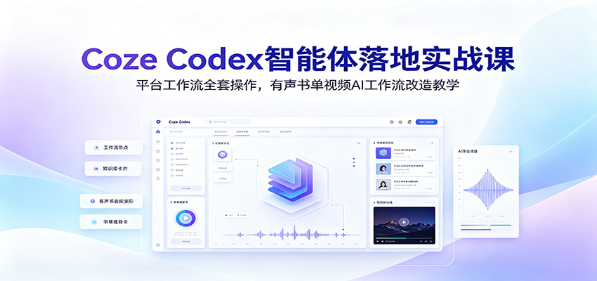 Coze Codex智能体落地实战课：平台工作流全套操作，有声书单视频AI工作流改造教学-龙祁轻创社区
