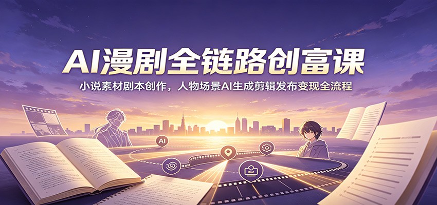 AI漫剧全链路创富课：小说素材剧本创作，人物场景AI生成剪辑发布变现全流程-龙祁轻创社区