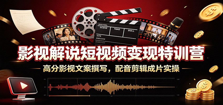 影视解说短视频变现特训营：高分影视文案撰写，配音剪辑成片实操-龙祁轻创社区