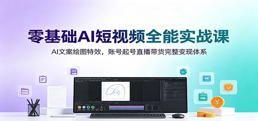 零基础AI短视频全能实战课：AI文案绘图特效，账号起号直播带货完整变现体系-龙祁轻创社区