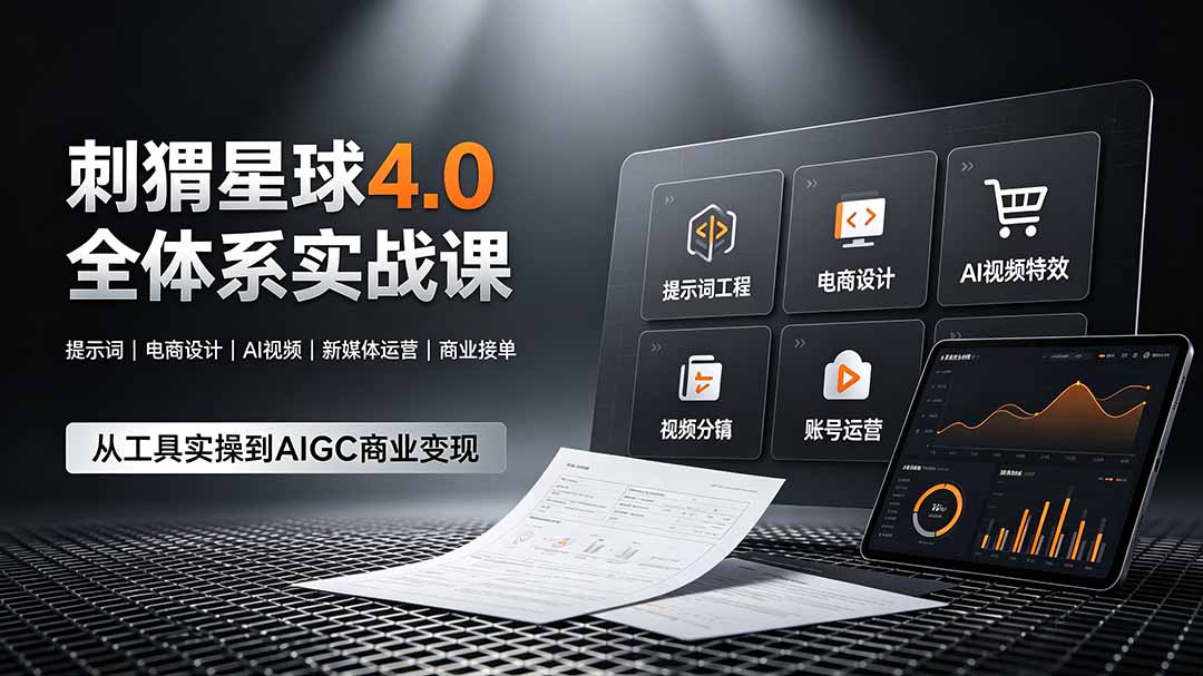 刺猬星球4.0全体系实战课，覆盖提示词工程、电商设计、AI视频特效与新媒体运营，一站式掌握AIGC商业核心技能-龙祁轻创社区