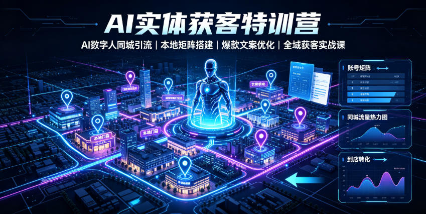 AI实体获客特训营｜AI数字人同城引流、本地矩阵搭建、爆款文案优化全域获客实战课-龙祁轻创社区