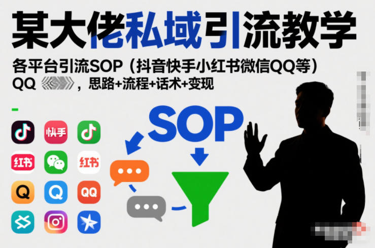 某大佬私域引流教学，各平台引流SOP(抖音快手小红书微信QQ等)，思路+流程+话术+变现(更新0708)-龙祁轻创社区