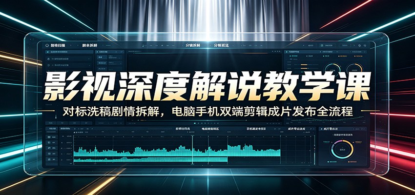 影视深度解说教学课：对标洗稿剧情拆解，电脑手机双端剪辑成片发布全流程-龙祁轻创社区