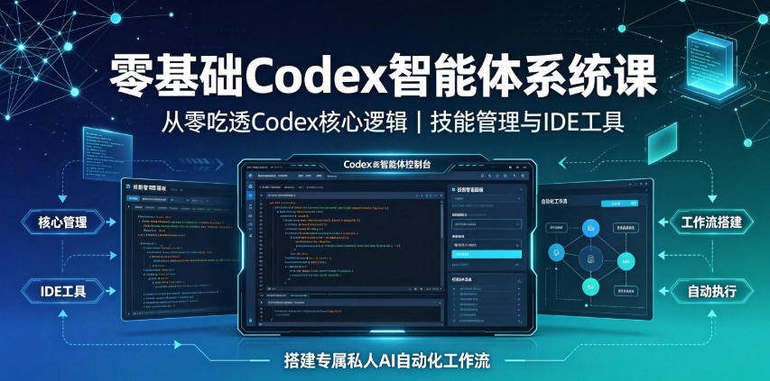 零基础Codex智能体系统课｜从零吃透Codex核心逻辑、技能管理与IDE工具，搭建专属私人AI自动化工作流-龙祁轻创社区