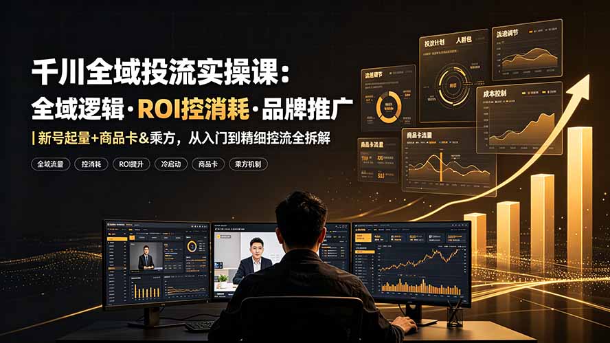 千川全域投流实操课：全域逻辑·ROI控消耗·品牌推广｜新号起量+商品卡&乘方，从入门到精细控流全拆解-龙祁轻创社区