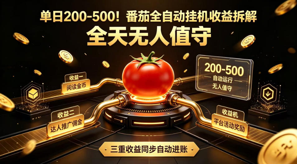单日200-500！番茄全自动挂G收益拆解，全天无人值守，矩阵操作收益翻倍【揭秘】-龙祁轻创社区
