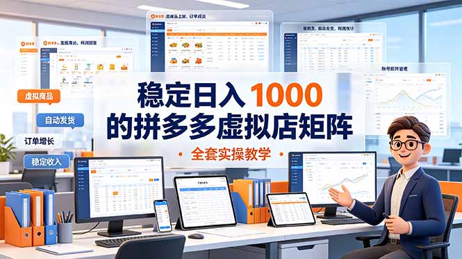 稳定日入 1000 的拼多多虚拟店矩阵，全套实操教学-龙祁轻创社区