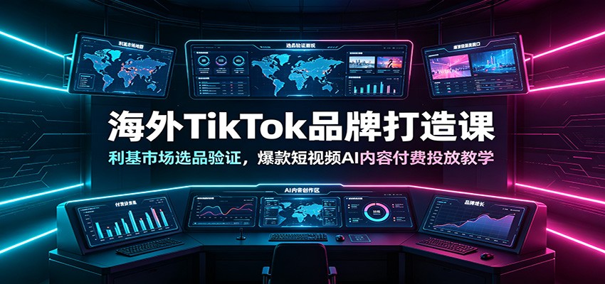海外TikTok品牌打造课：利基市场选品验证，爆款短视频AI内容付费投放教学-龙祁轻创社区