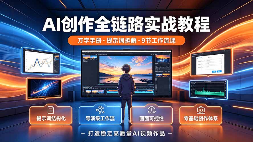 AI创作全链路实战教程｜万字手册·提示词拆解·9节工作流课，打造稳定高质量AI视频作品-龙祁轻创社区