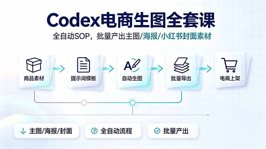 Codex电商生图全套课｜全自动SOP，批量产出主图/海报/小红书封面素材-龙祁轻创社区