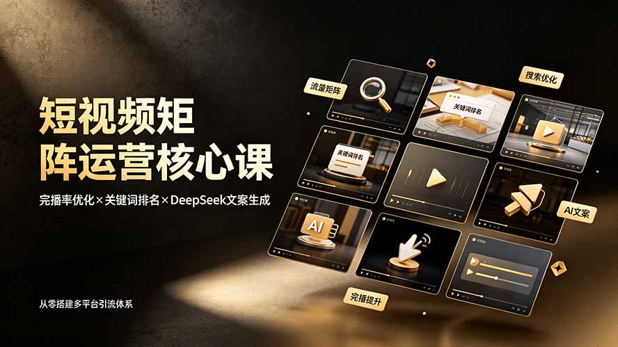 短视频矩阵运营核心课：完播率优化×关键词排名×DeepSeek文案生成，从零搭建多平台引流体系-龙祁轻创社区