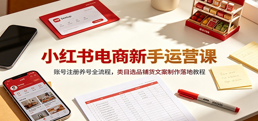 小红书电商新手运营课：账号注册养号全流程，类目选品铺货文案制作落地教程-龙祁轻创社区